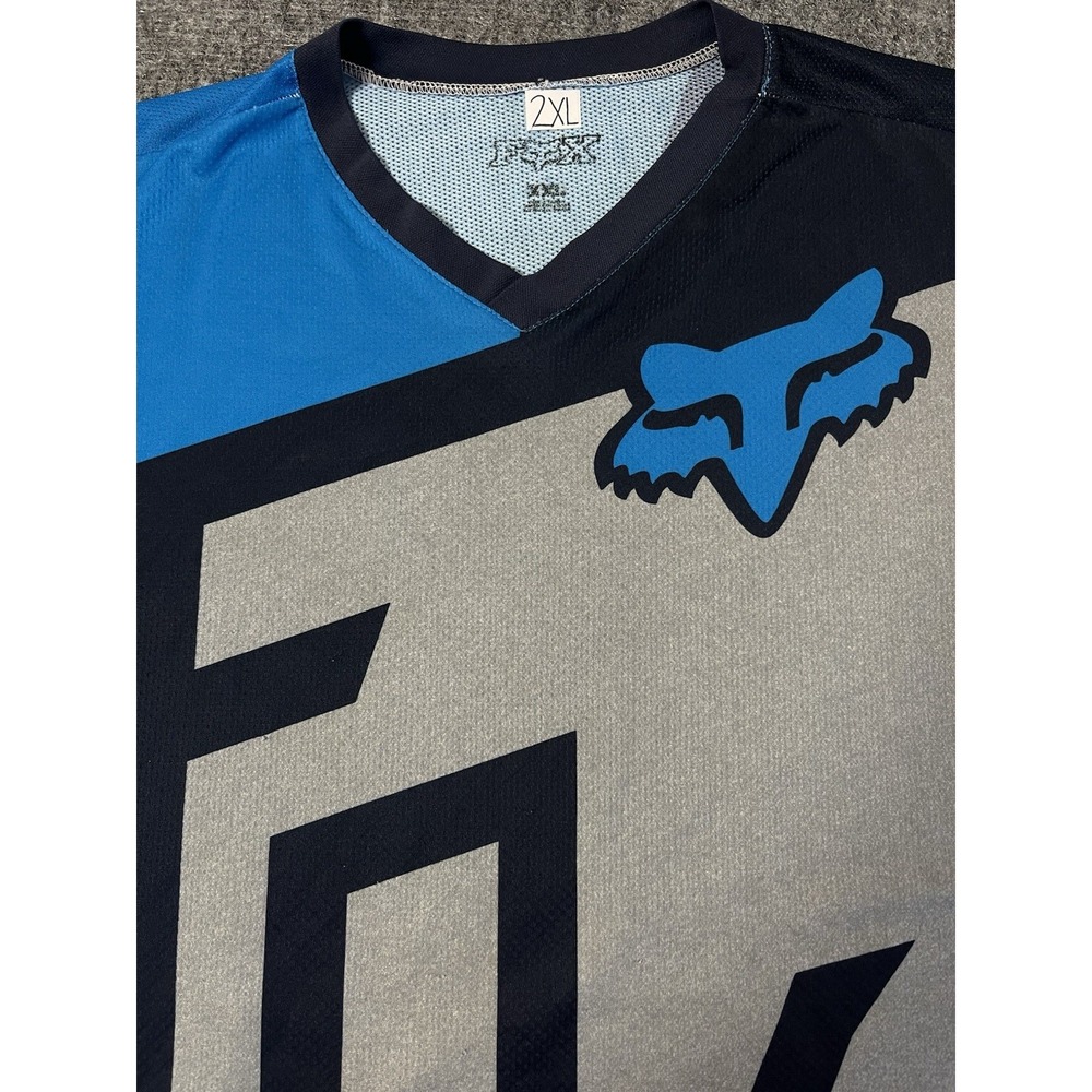 Fox Jersey Men's Size‎ 2XL Racing Shirt Gray Blue Black  Sick Graphic FMX BMX